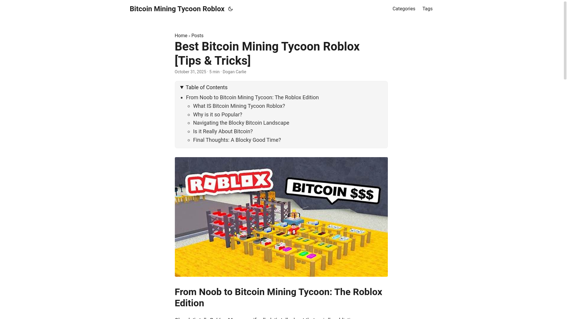 website screenshot of https://bitcoin-mining-tycoon-roblox.pages.dev/