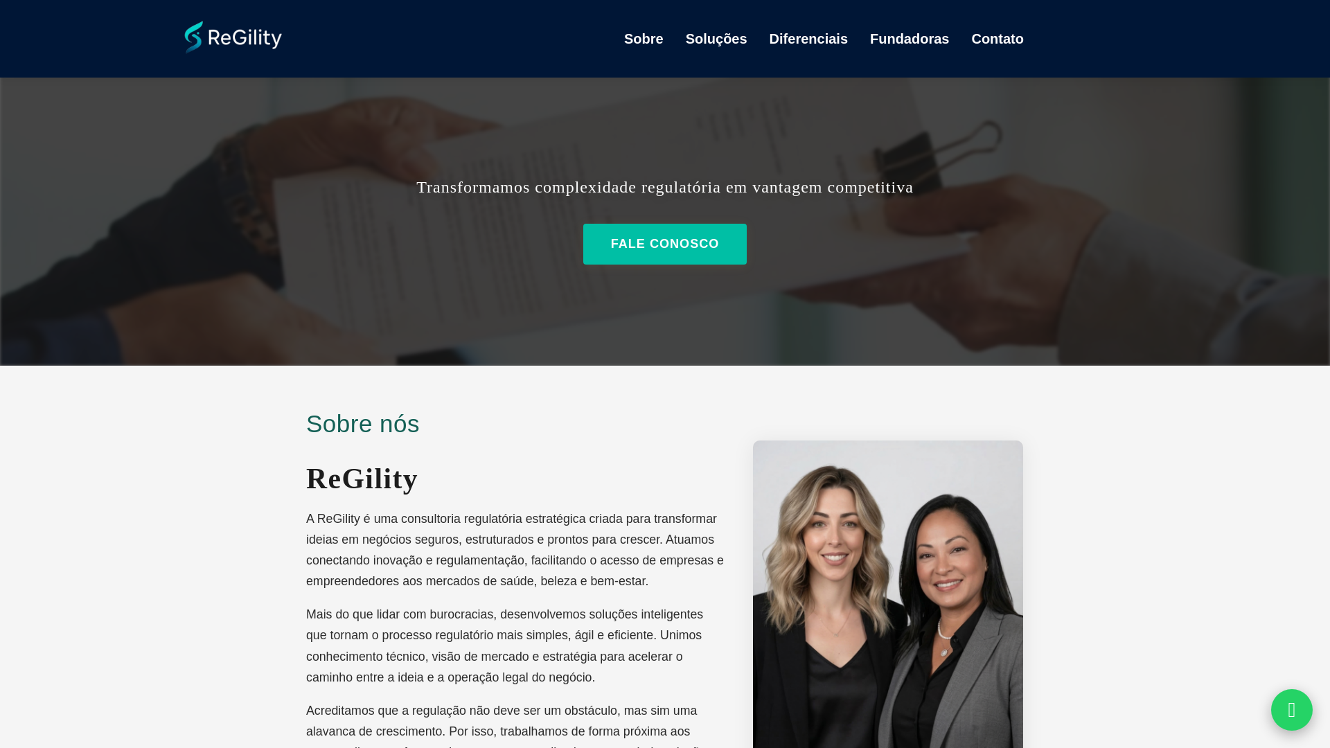 website screenshot of https://regility.com.br/