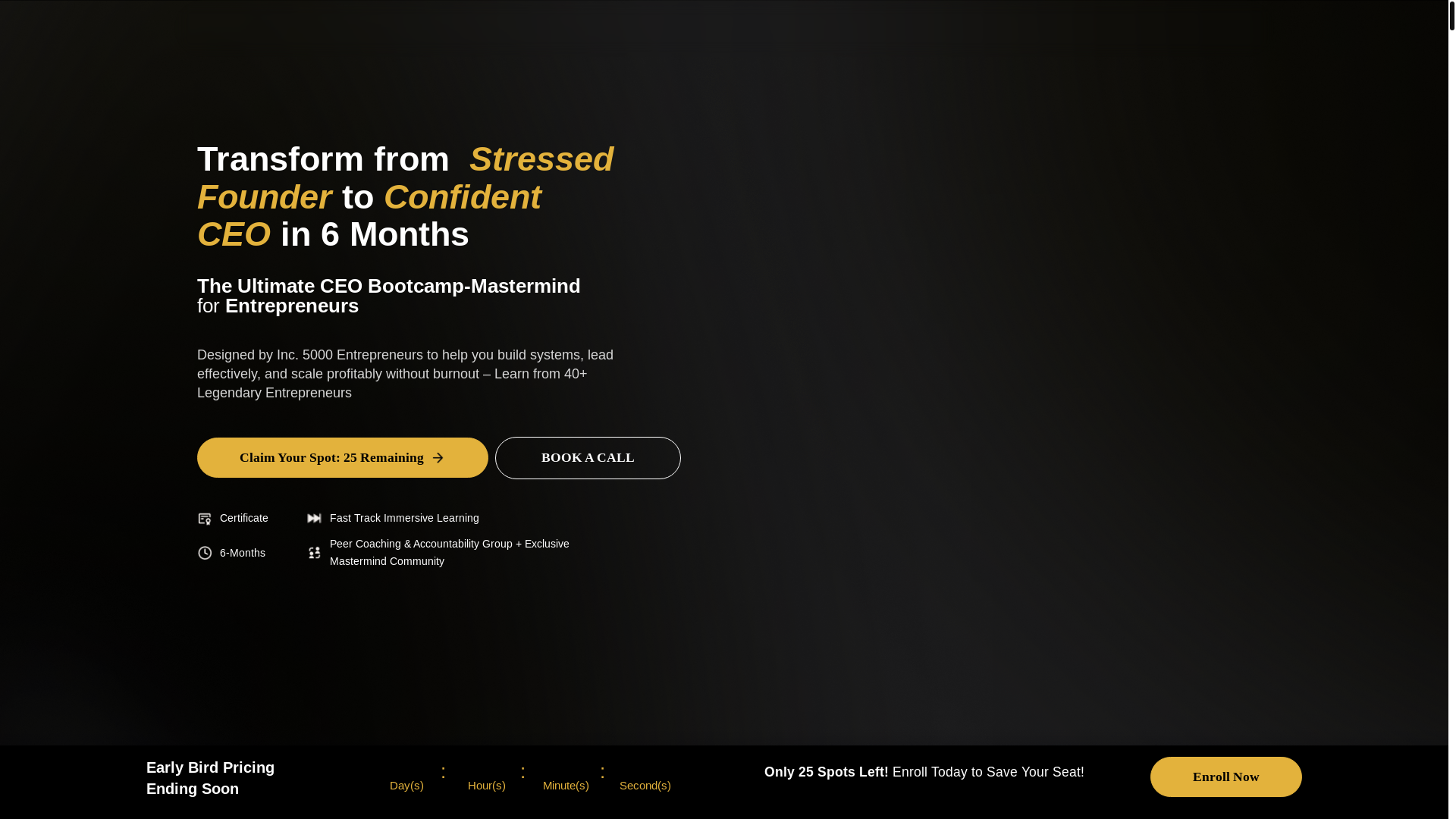 website screenshot of https://seeentrepreneurialmastery.com/