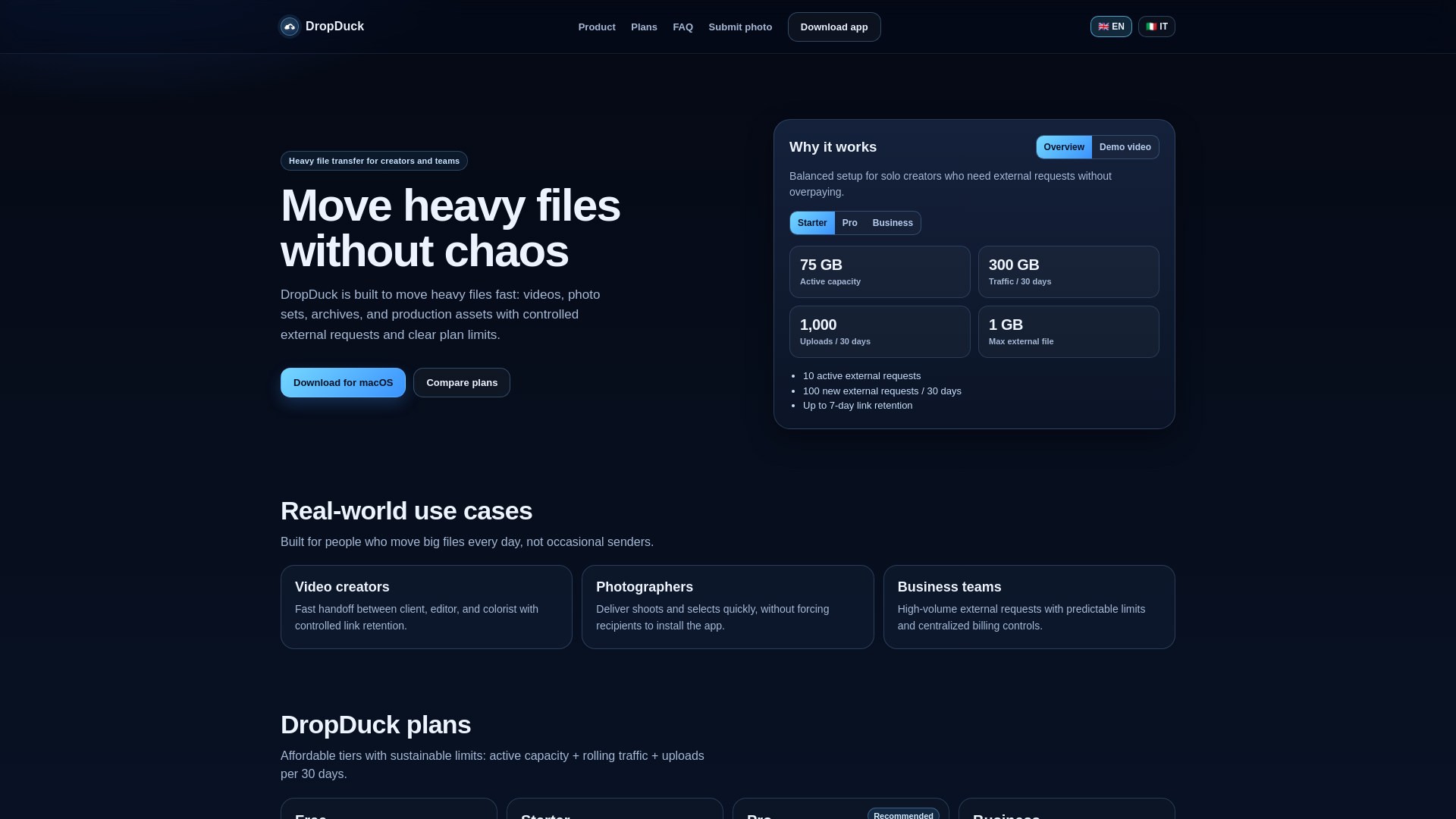 website screenshot of https://dropduck-web.pages.dev/
