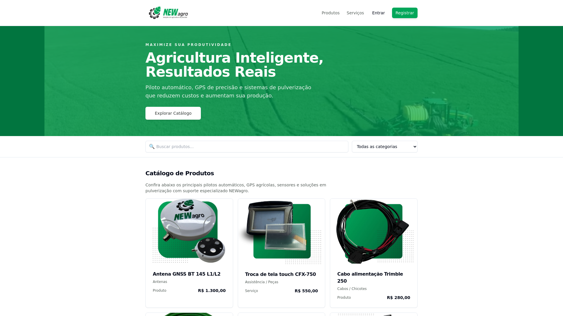 website screenshot of https://newagrosb.com.br/