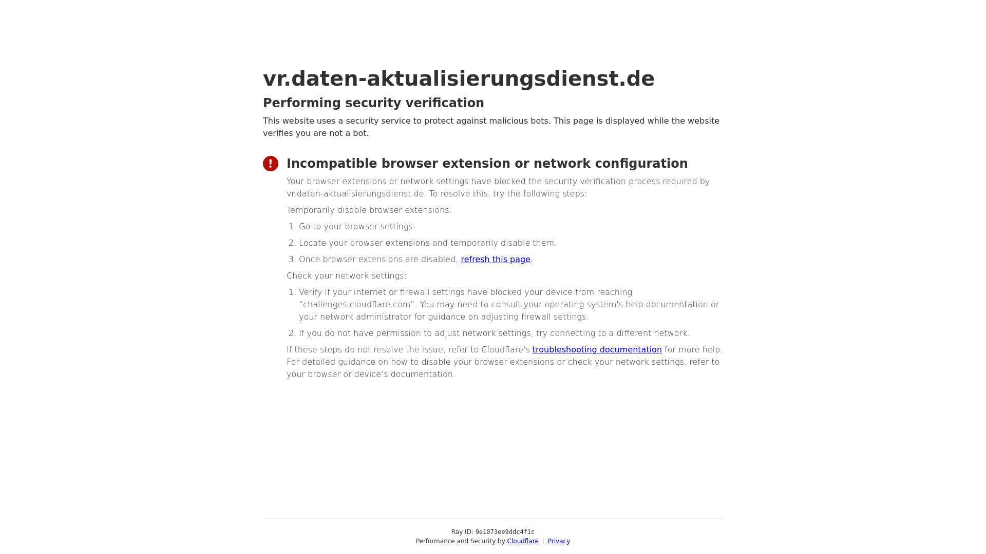 website screenshot of https://vr.daten-aktualisierungsdienst.de