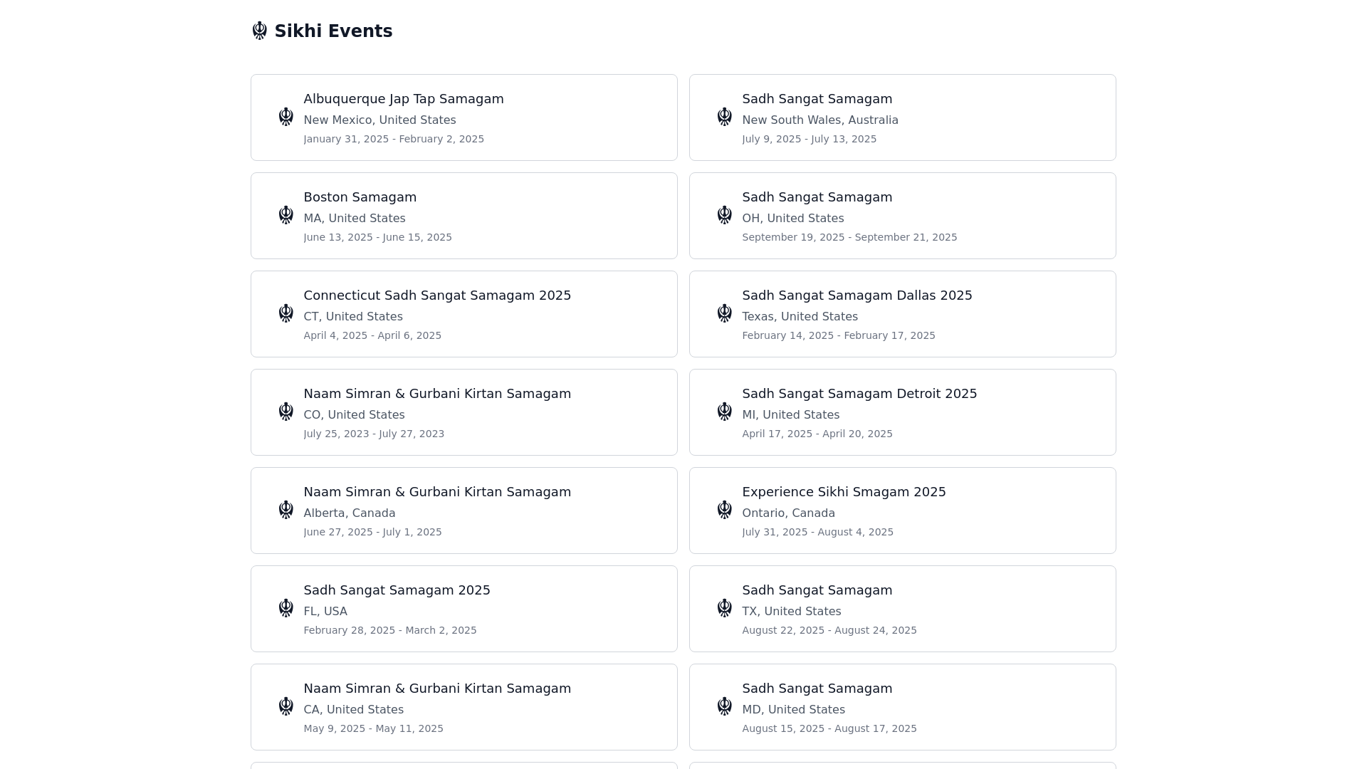 website screenshot of https://sikhi-events.pages.dev/