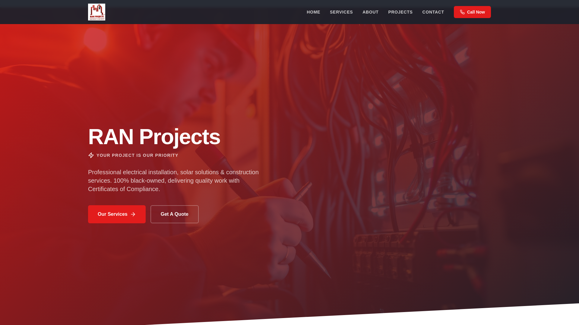 website screenshot of https://ranprojects.co.za/