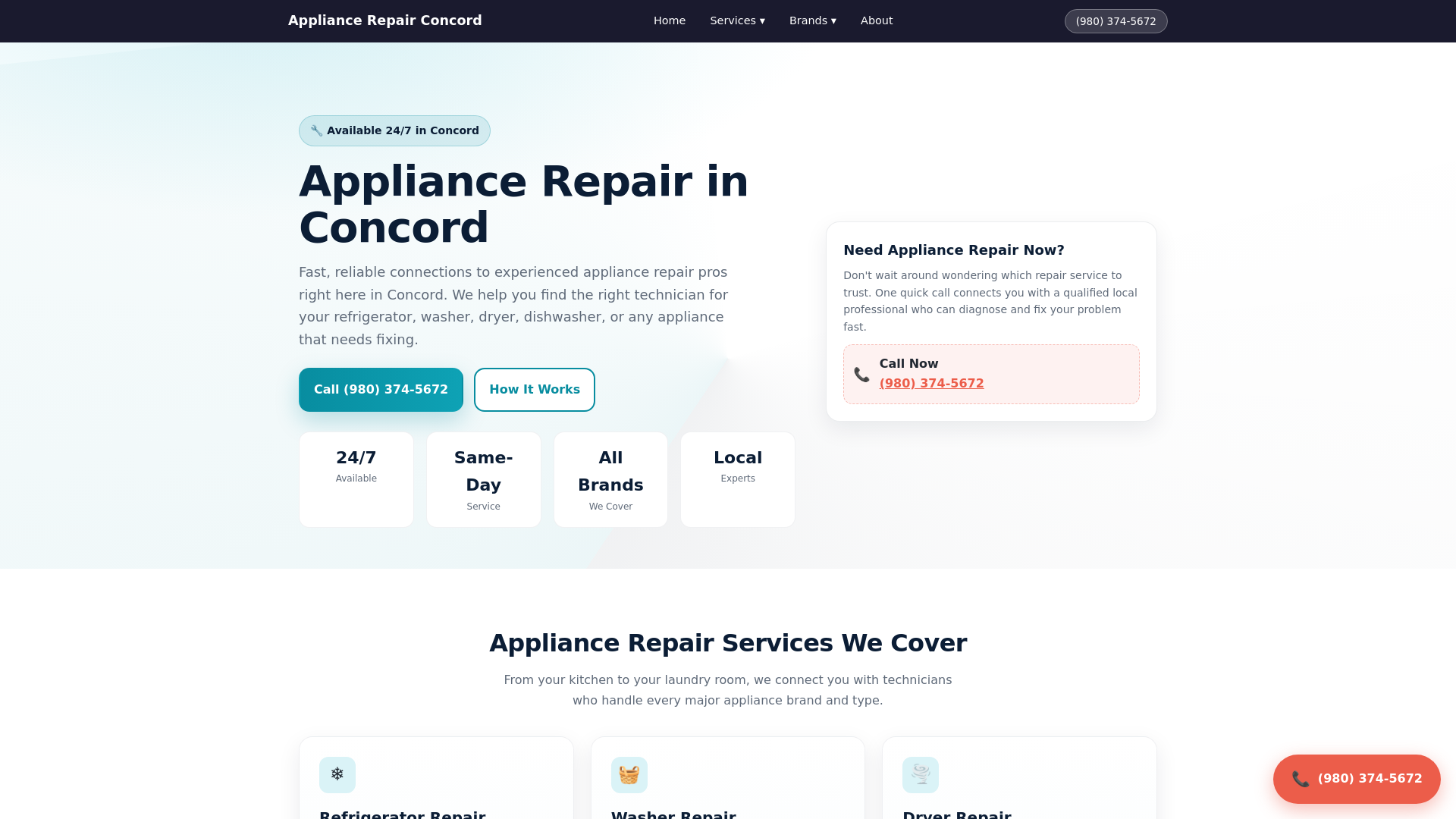 website screenshot of https://concordappliancerepairpro-com.pages.dev/