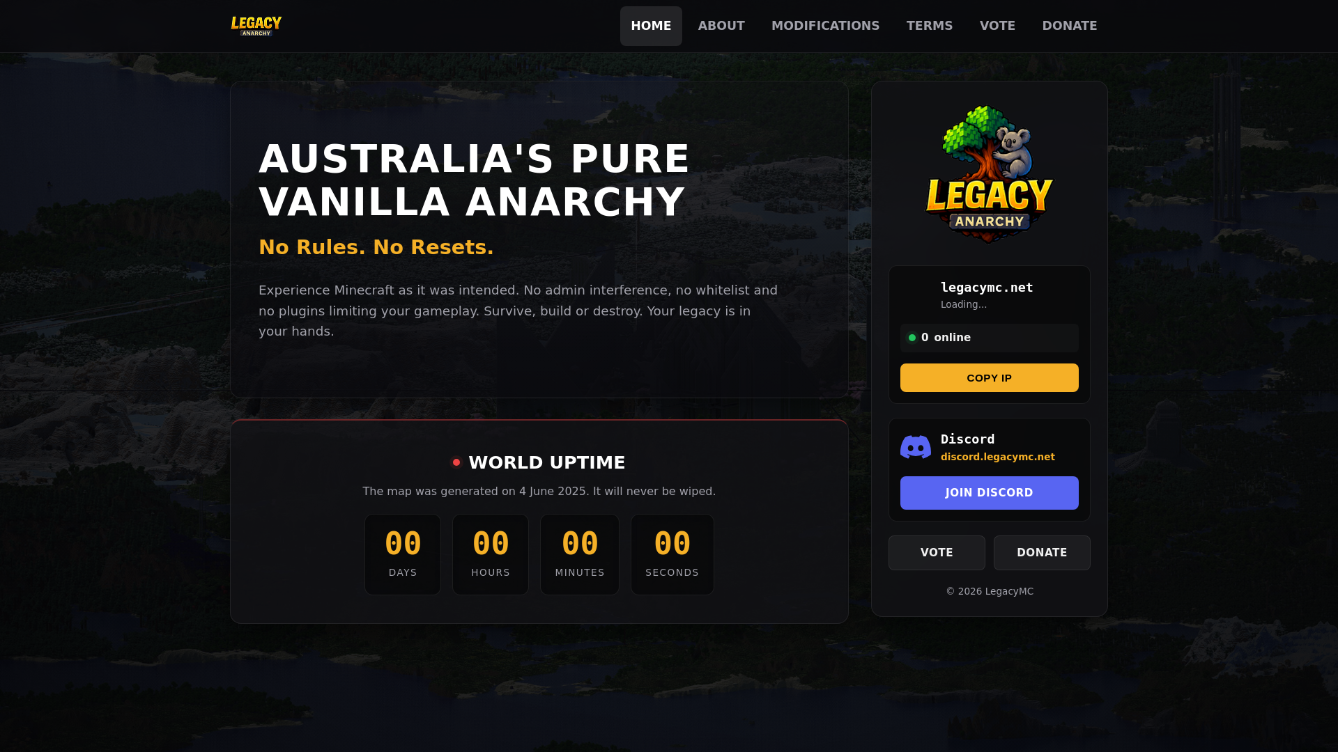 website screenshot of https://legacymc.pages.dev/