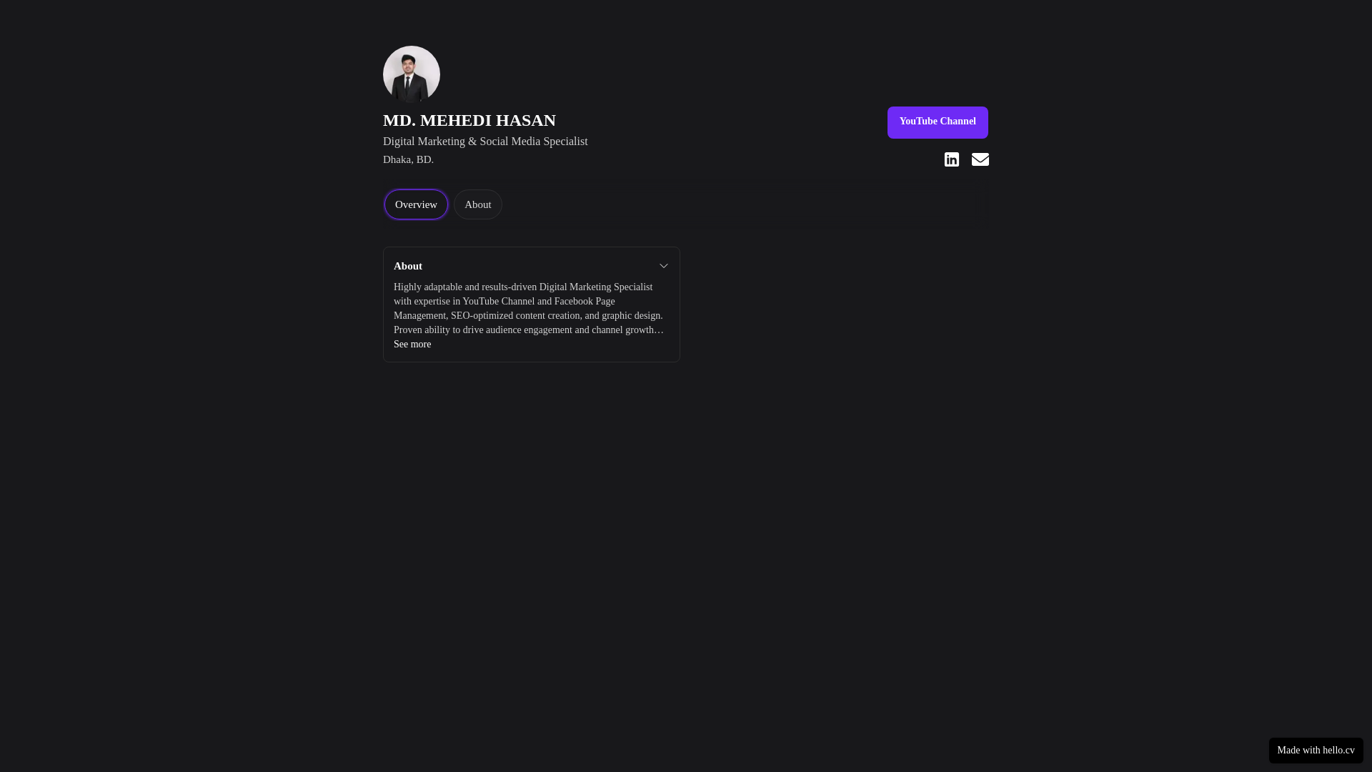 website screenshot of https://mehedihasan.cv/