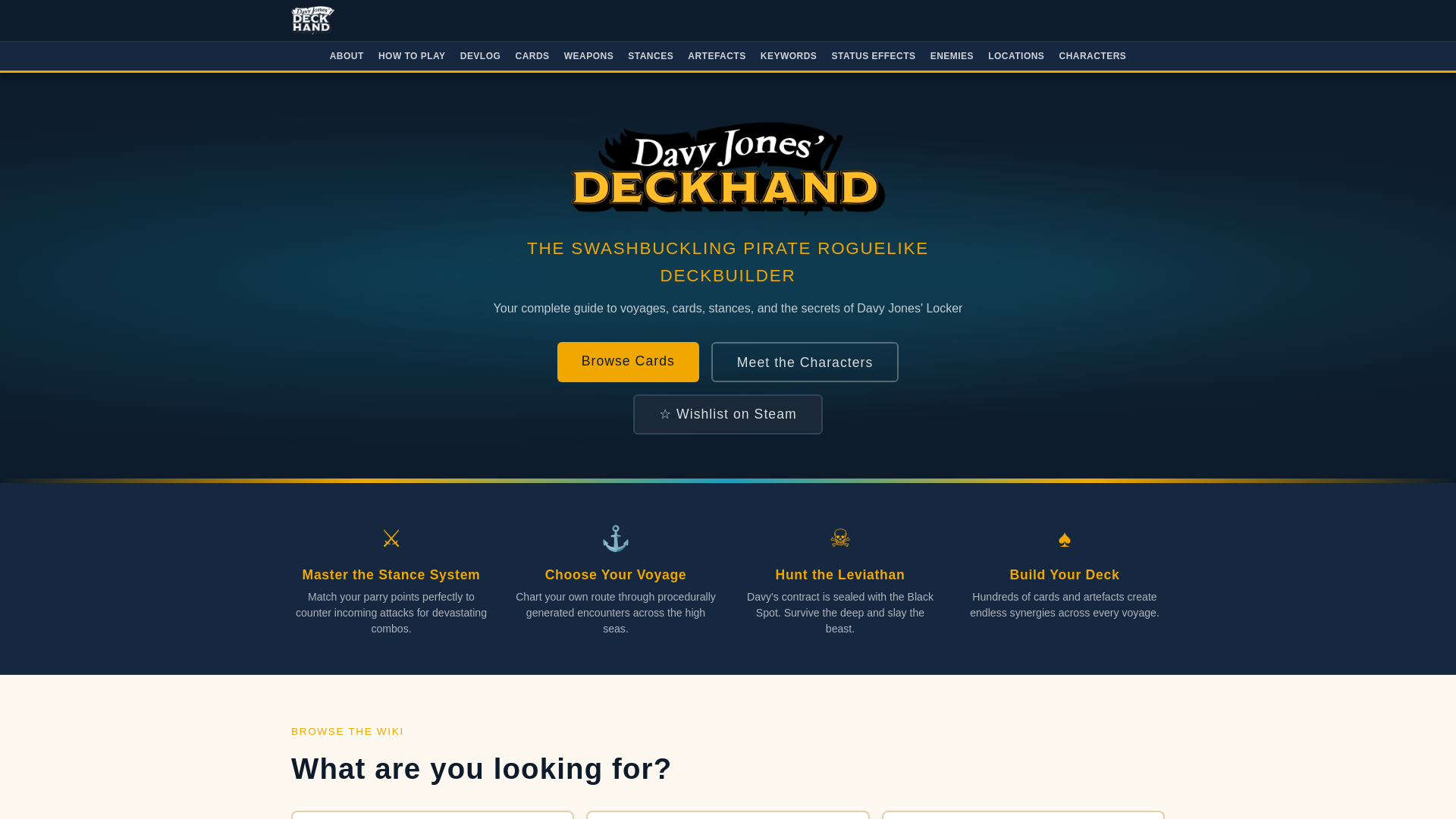 website screenshot of https://davyjonesdeckhand.wiki/