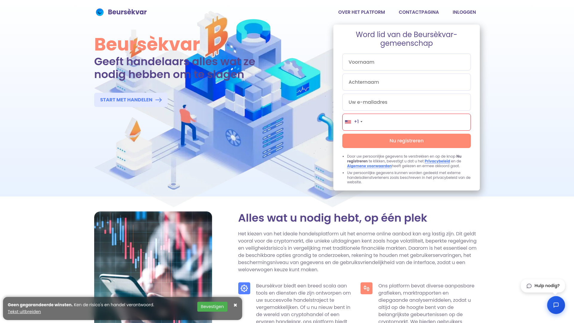 website screenshot of https://beursekvarai.com/