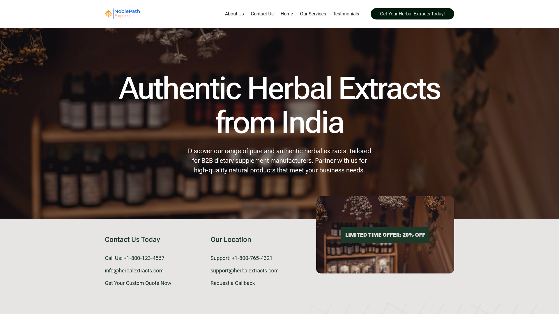 website screenshot of https://noblepathherbal.com/