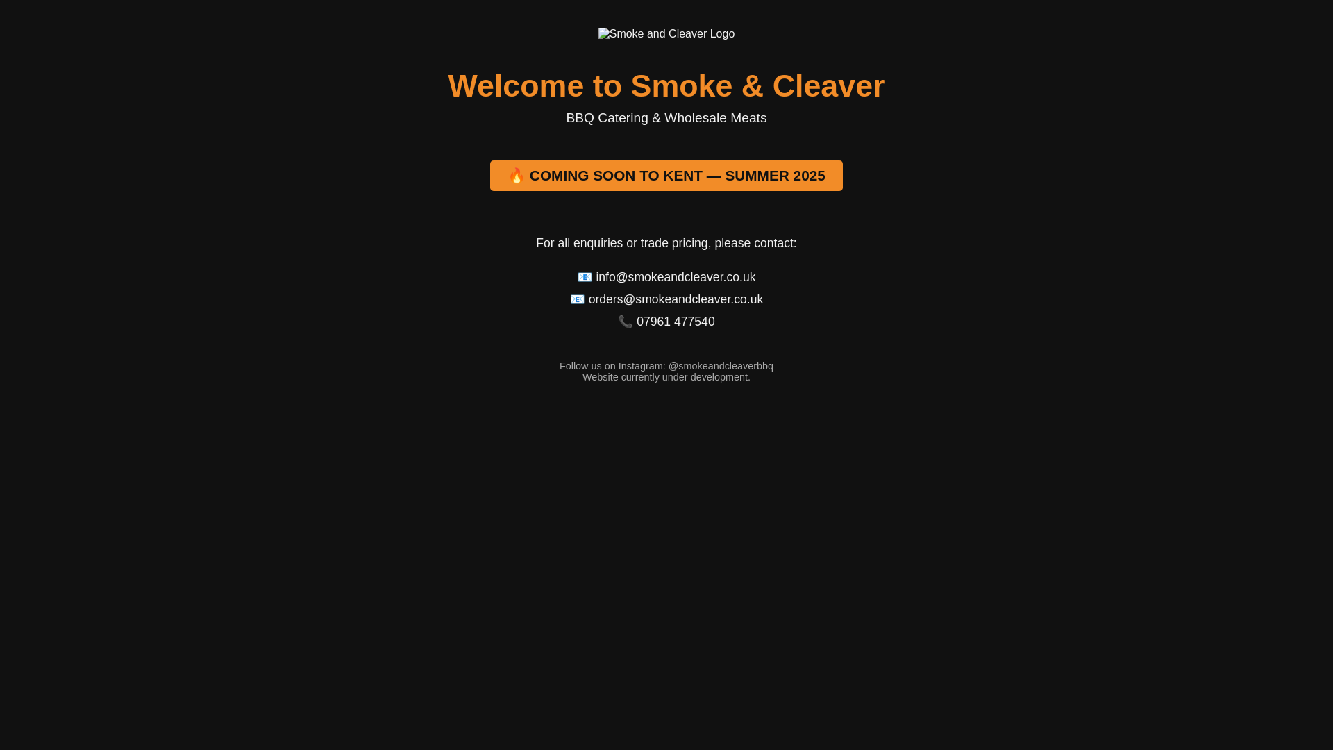 website screenshot of https://smokeandcleaver.co.uk/
