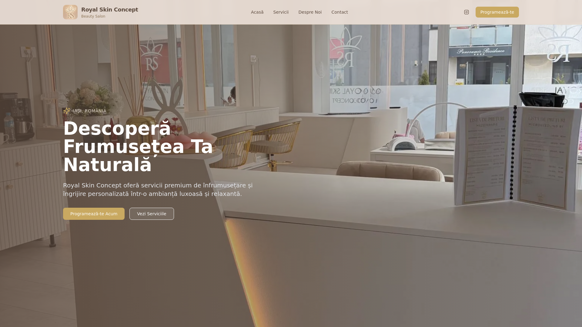 website screenshot of https://royalskinconcept.com