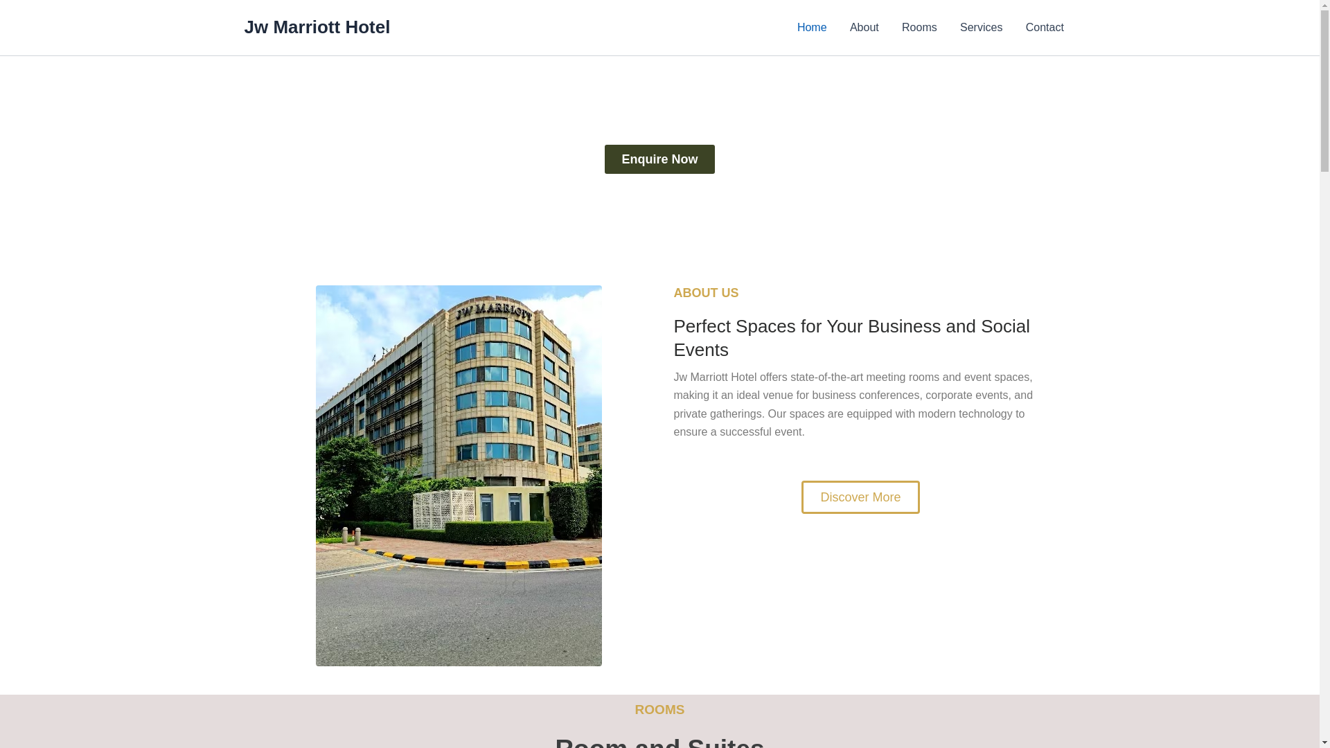 website screenshot of https://jw-marriotthotel.in/