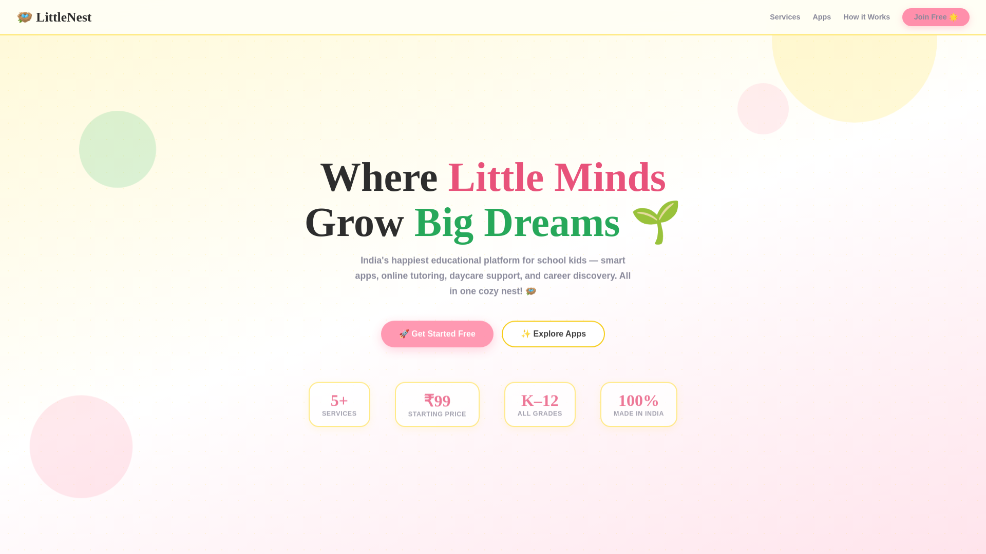 website screenshot of https://littlenest.fun