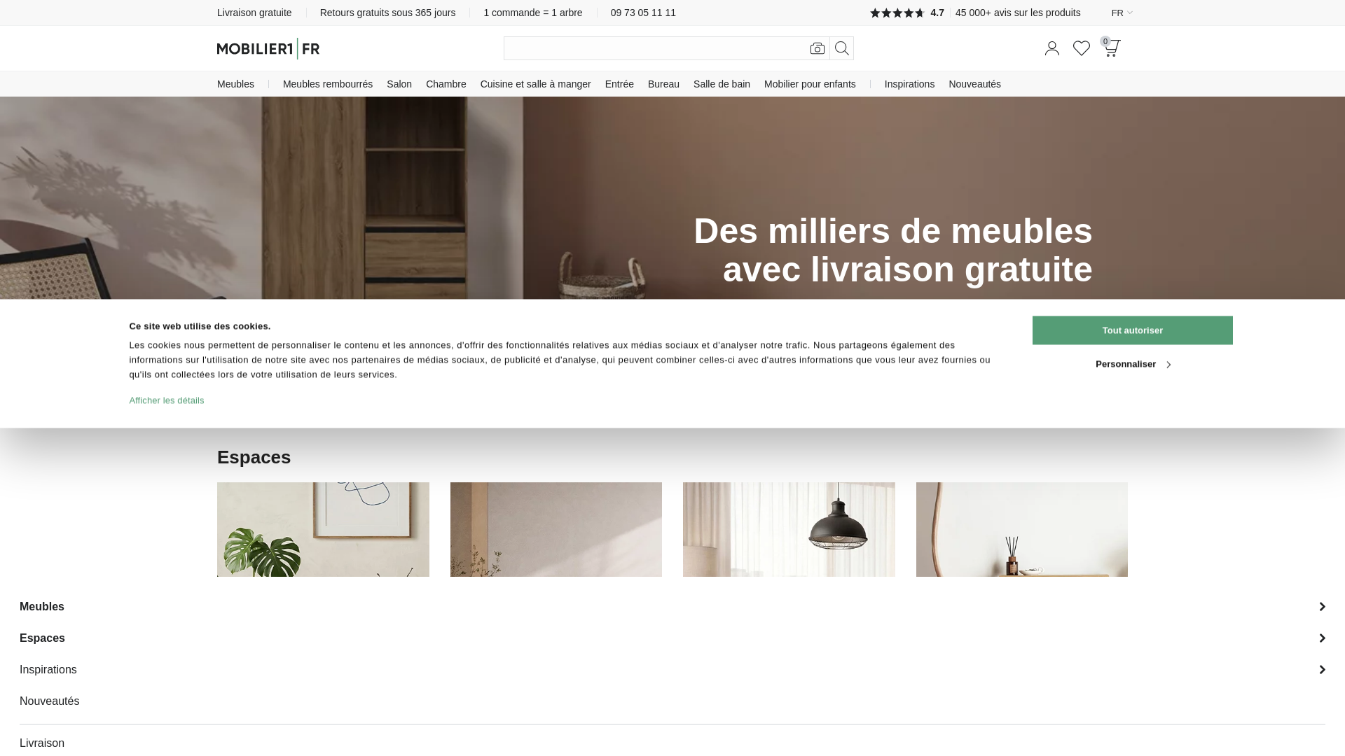 website screenshot of https://www.mobilier1.fr