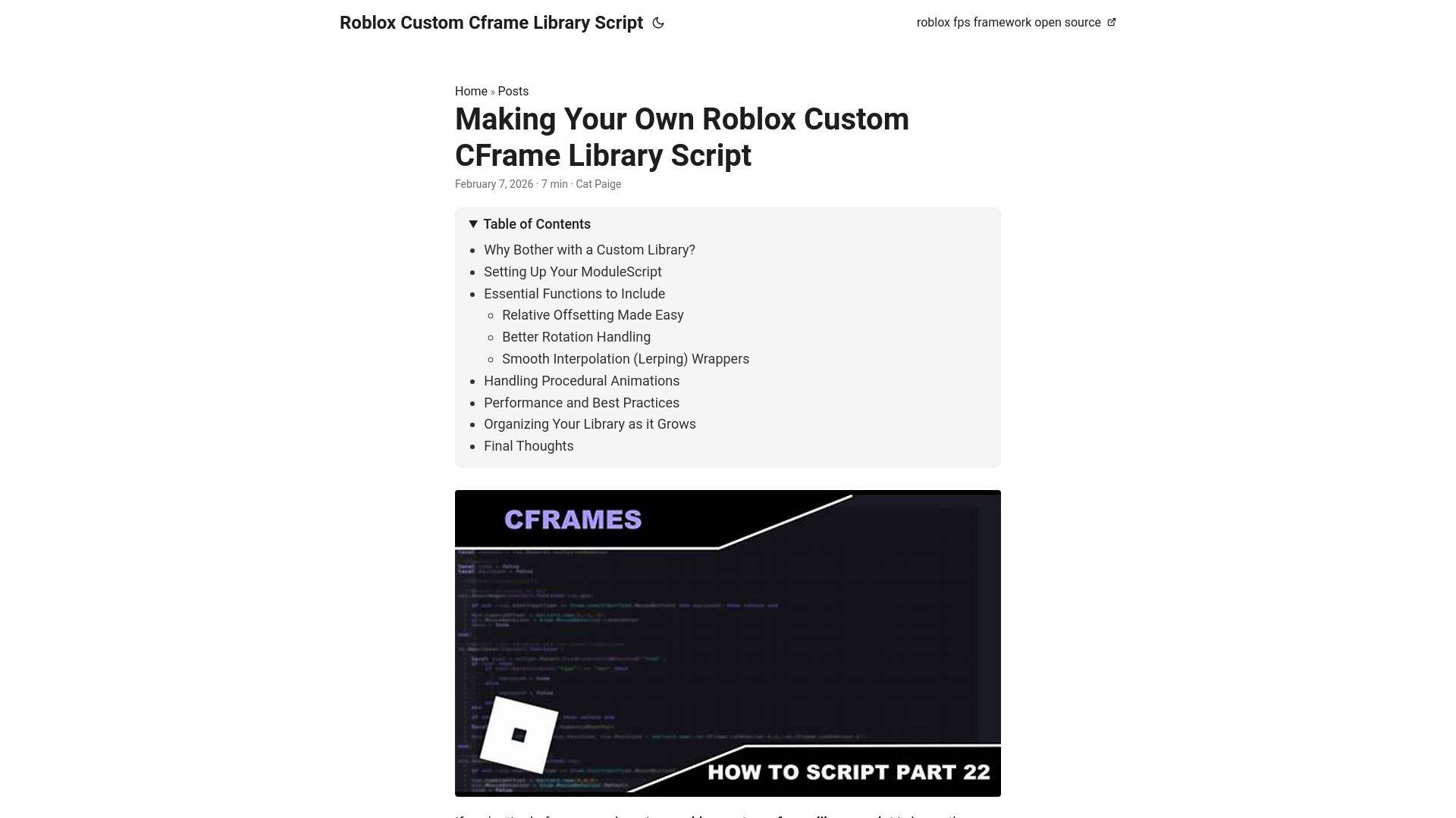 website screenshot of https://roblox-custom-cframe-library-script.pages.dev/