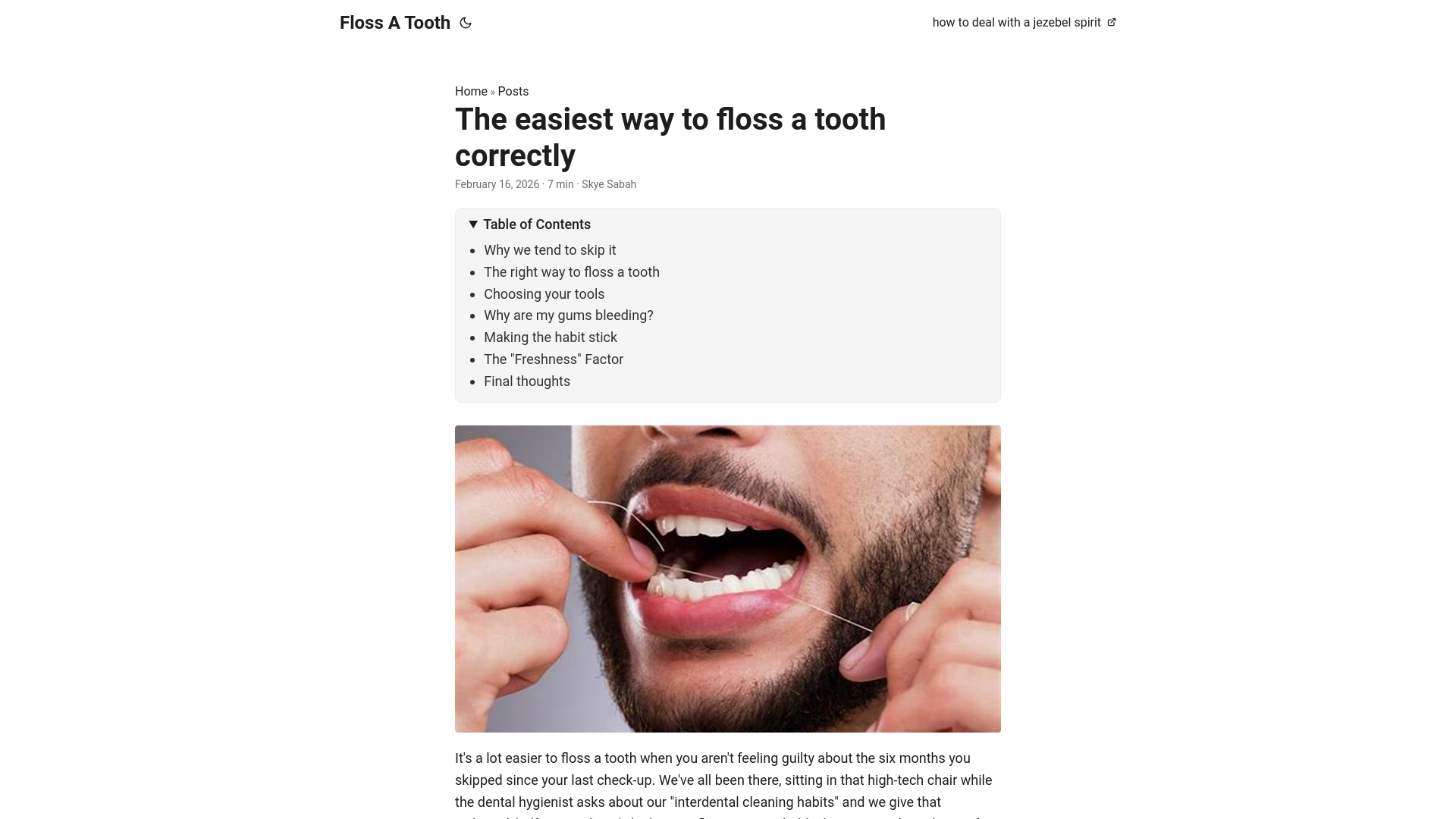 website screenshot of https://floss-a-tooth.pages.dev/