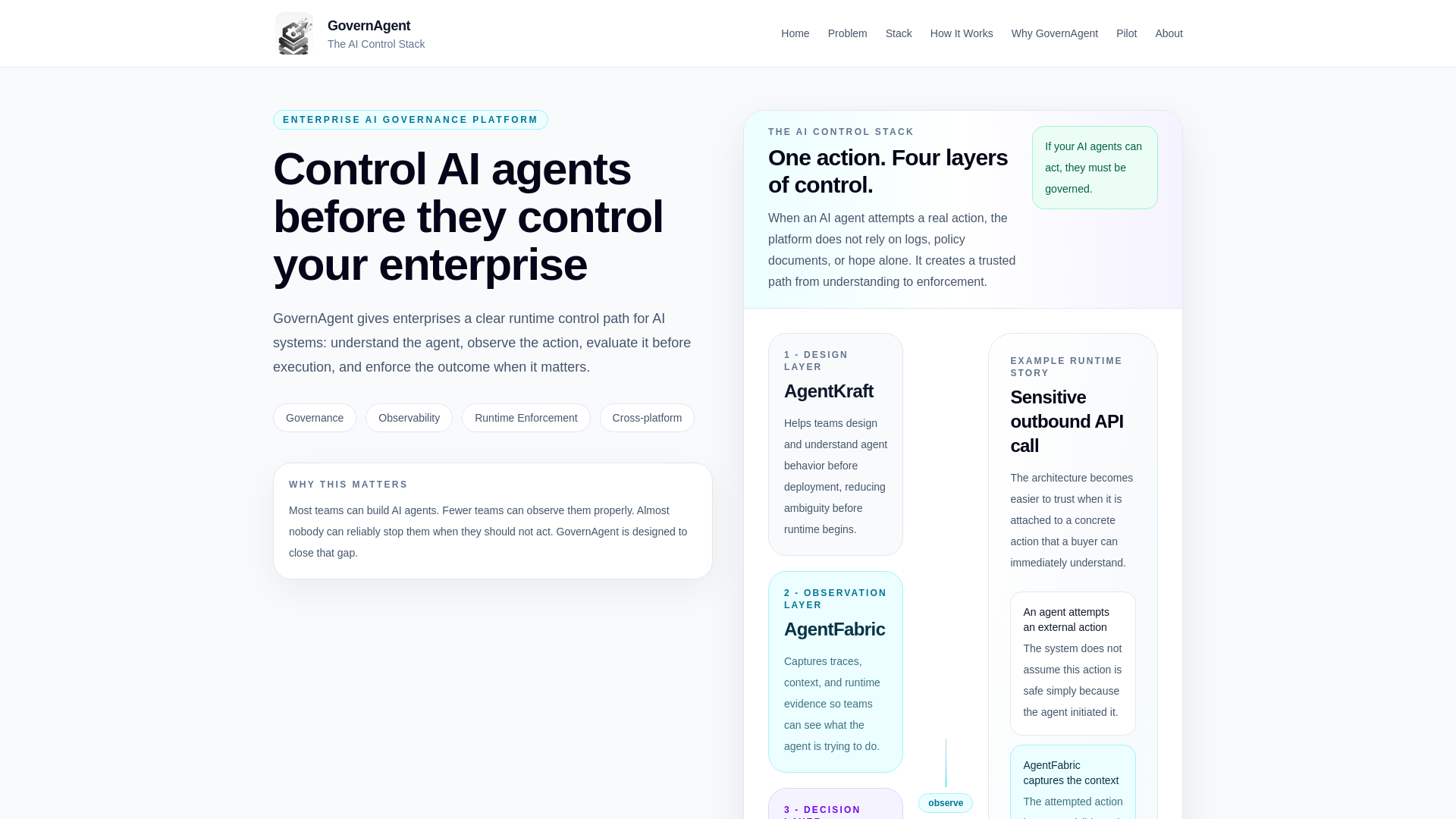 website screenshot of https://govern-agent.tech