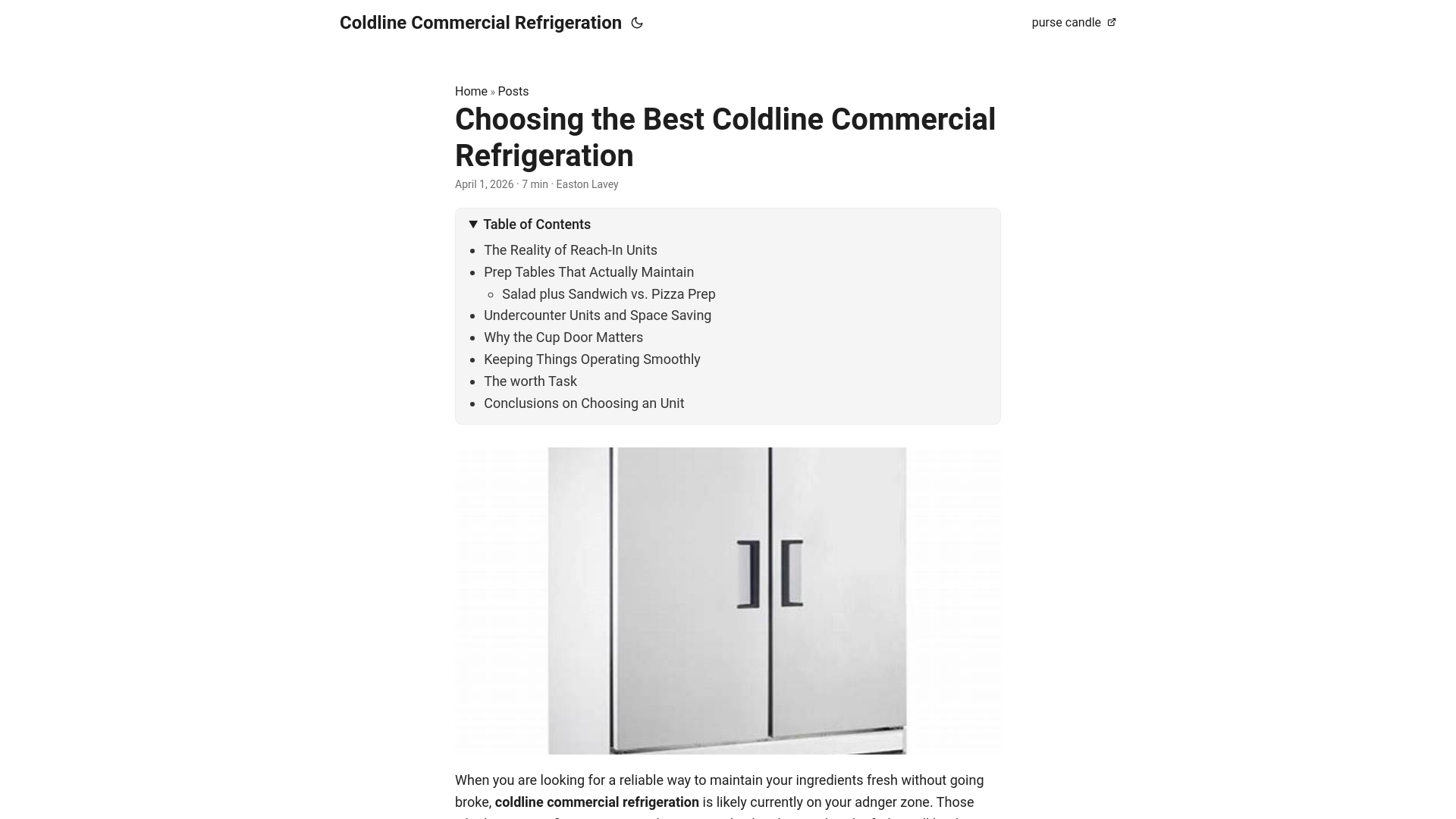 website screenshot of https://coldline-commercial-refrigeration.pages.dev/