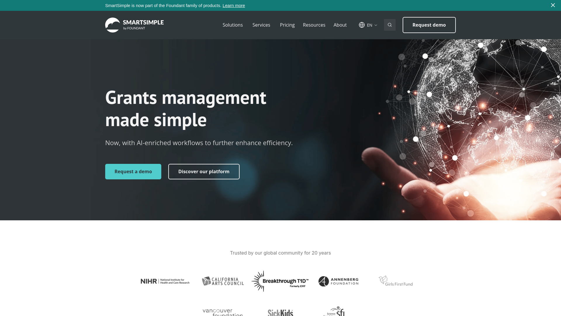 website screenshot of http://www.smartsimple.com/