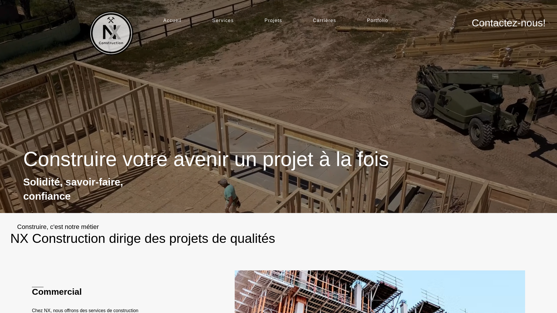 website screenshot of https://nxconstruction.ca