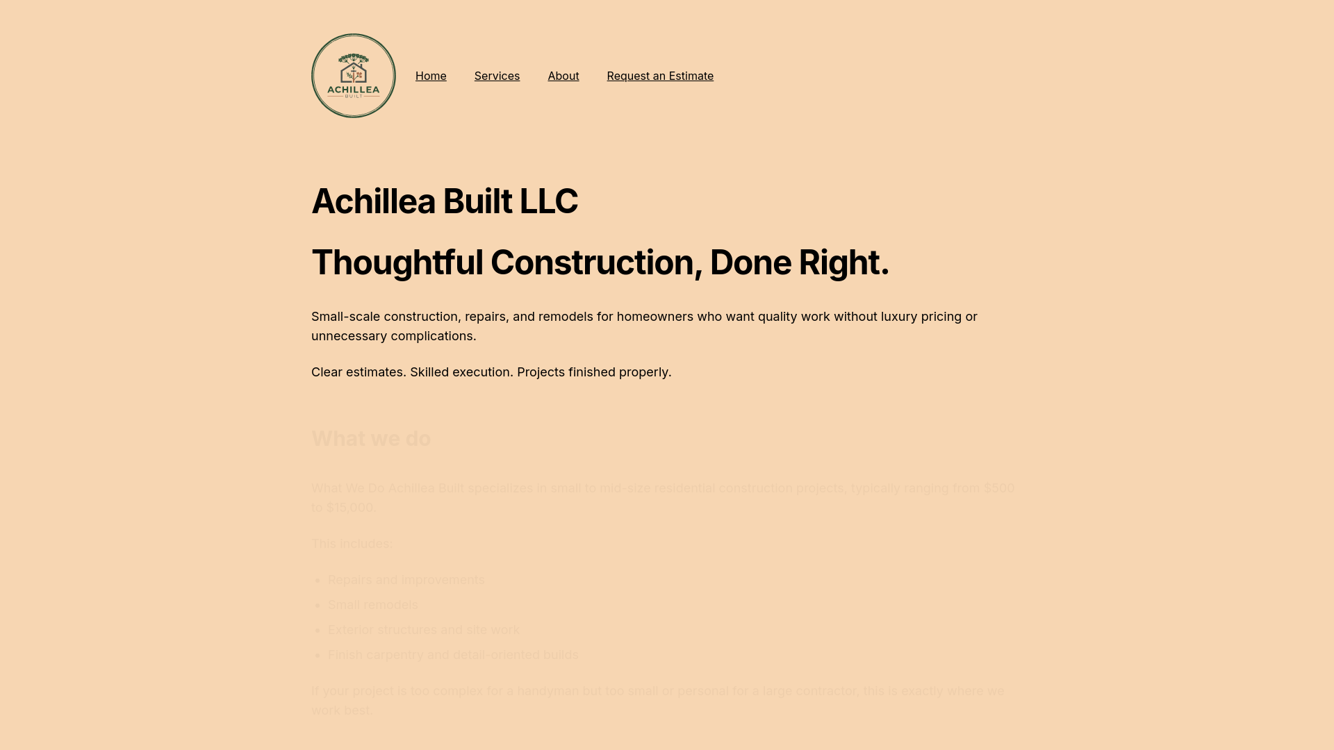 website screenshot of https://achilleabuilt.com/