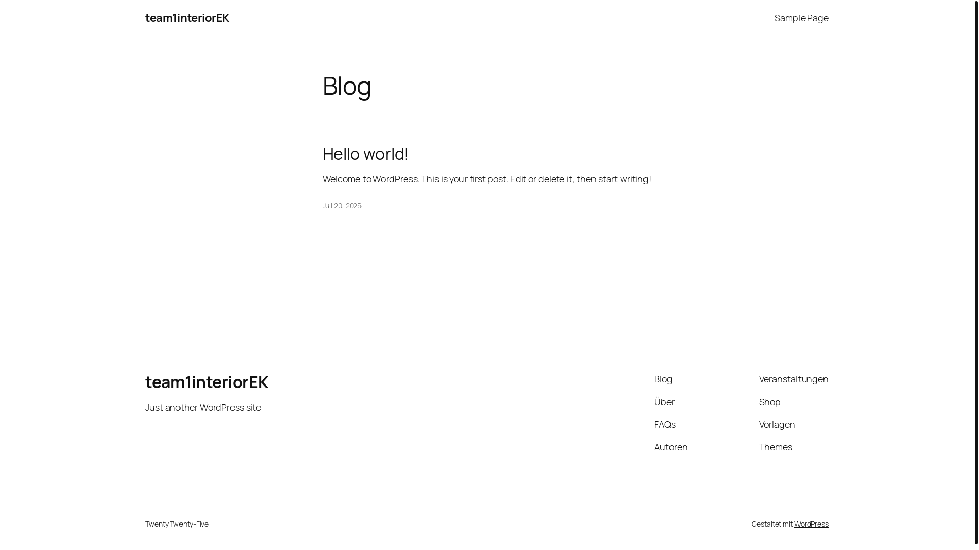 website screenshot of https://team1-interior-solutions.de/