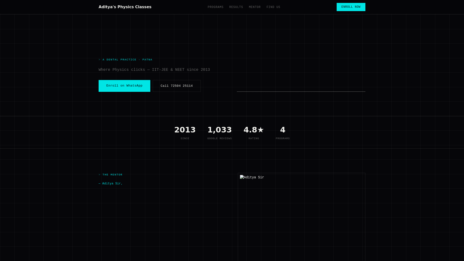 website screenshot of https://adityaphysics-demo.pages.dev/