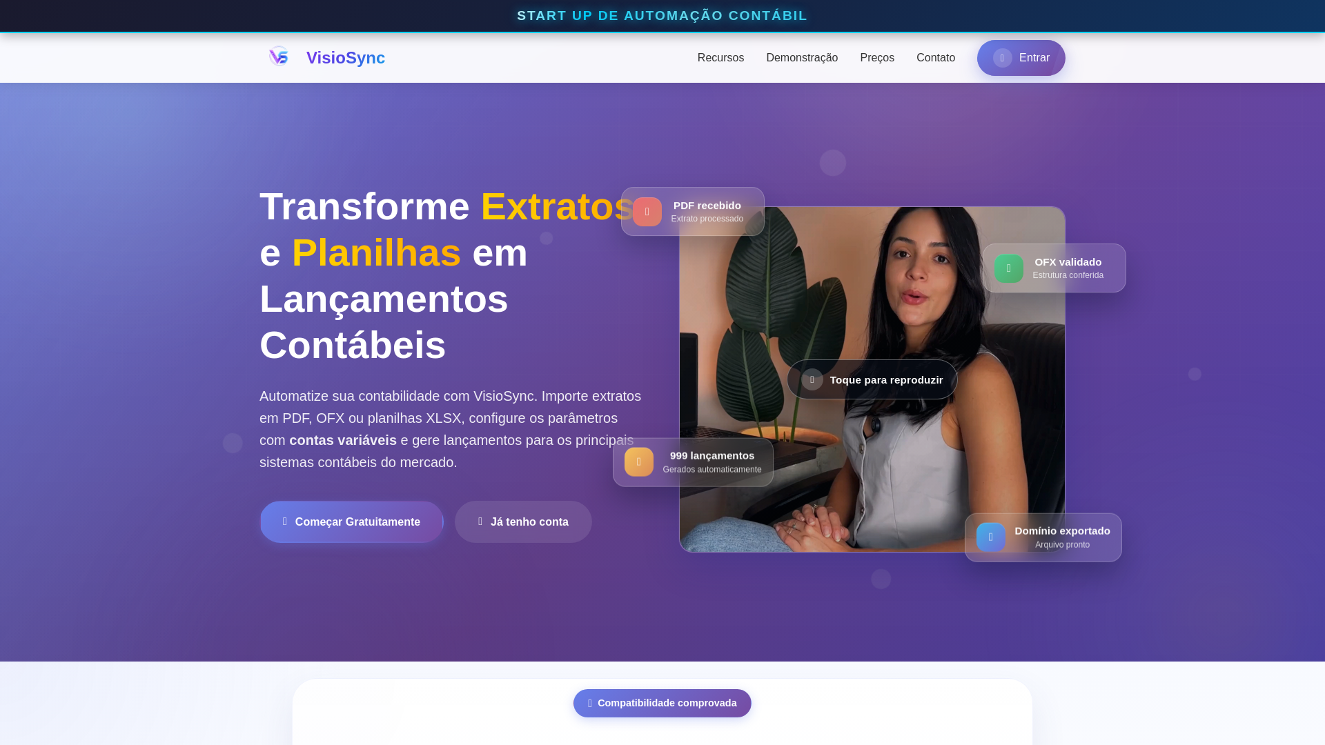 website screenshot of https://visiosync.com.br/