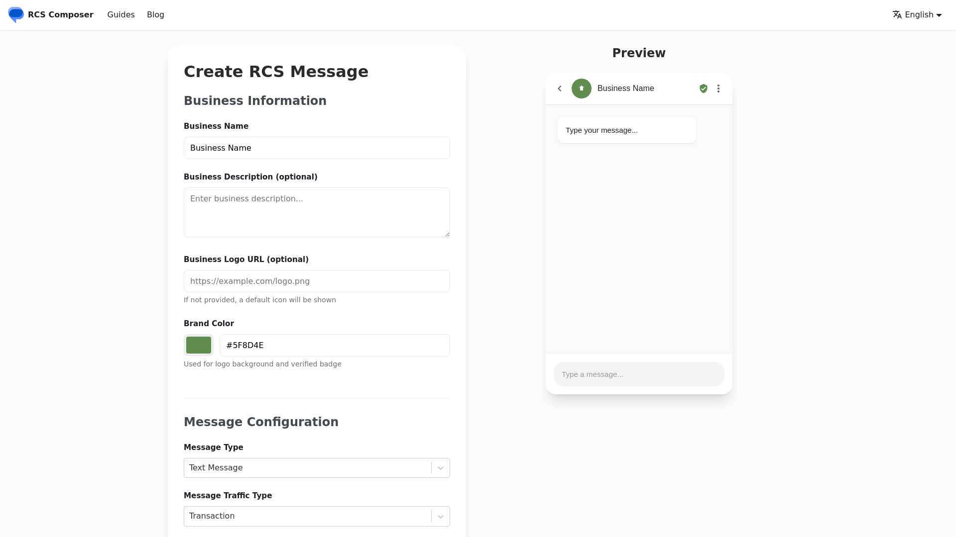 website screenshot of https://rcs-composer.pages.dev/