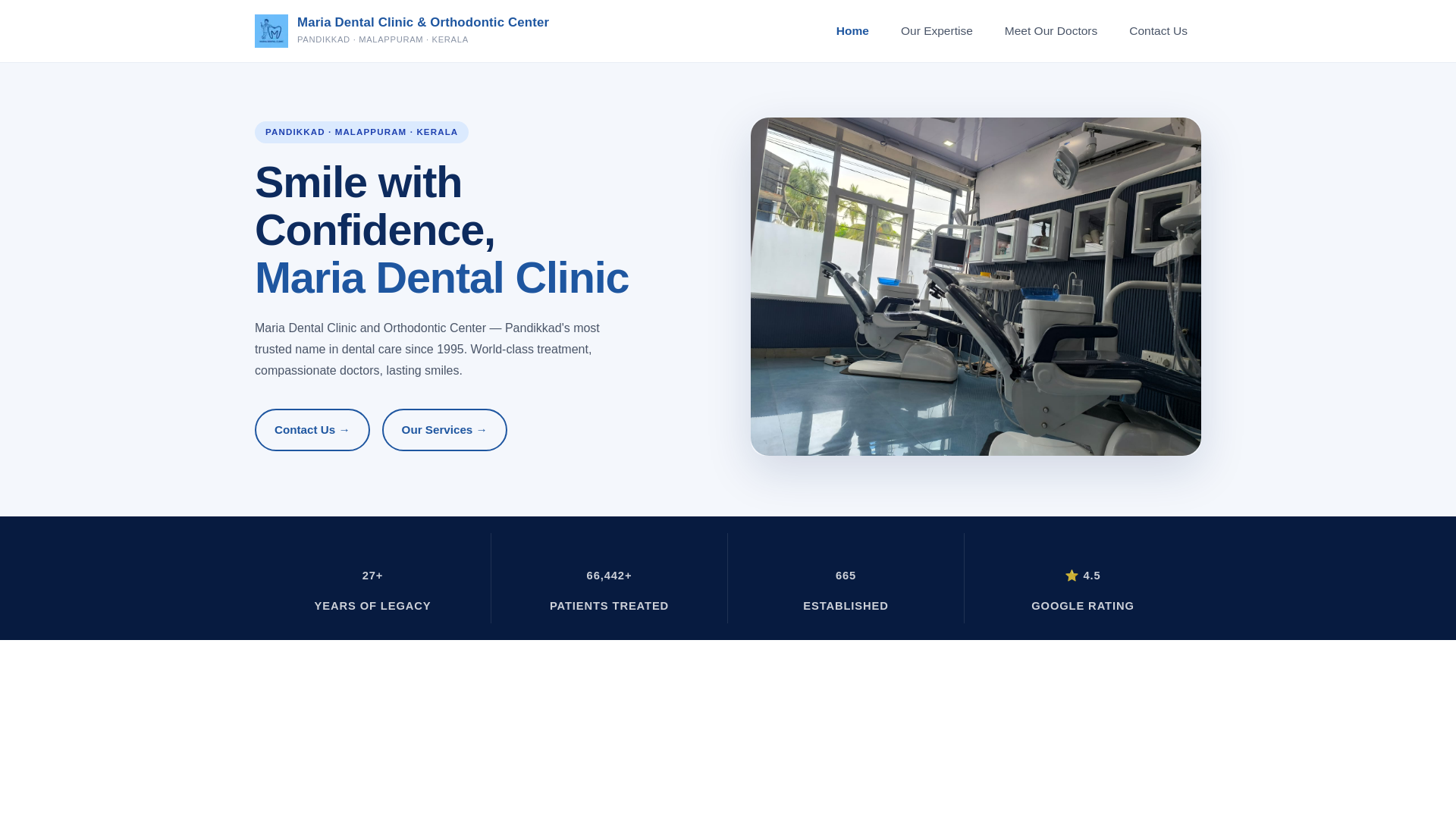 website screenshot of https://mariadentalclinic.com/