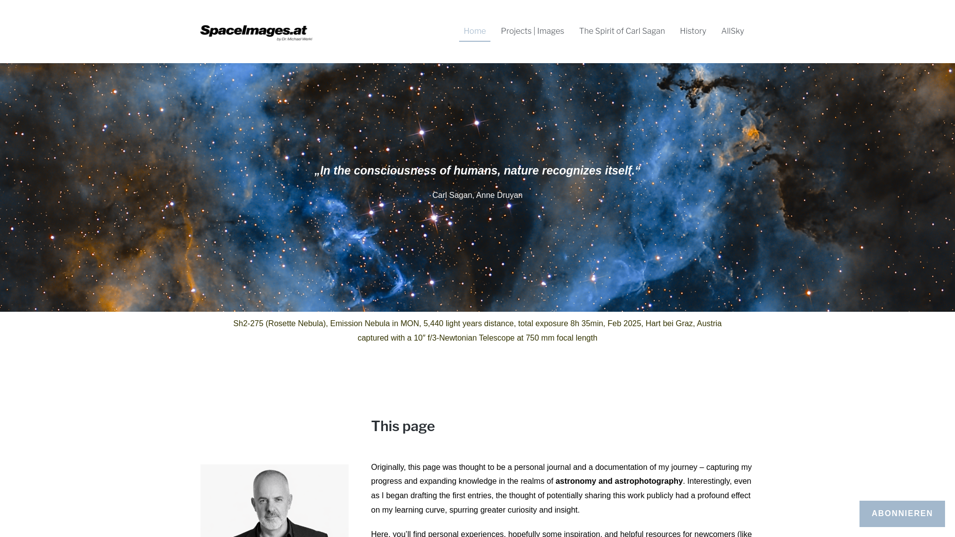 website screenshot of https://spaceimages.at