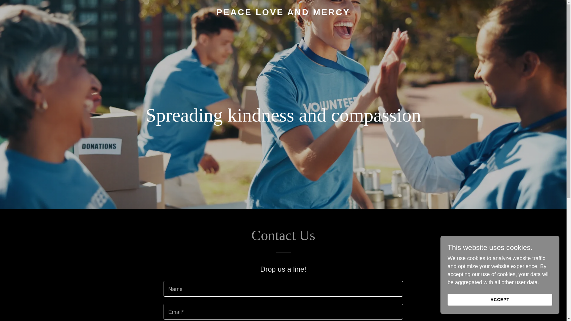 website screenshot of https://peaceloveandmercy.com/