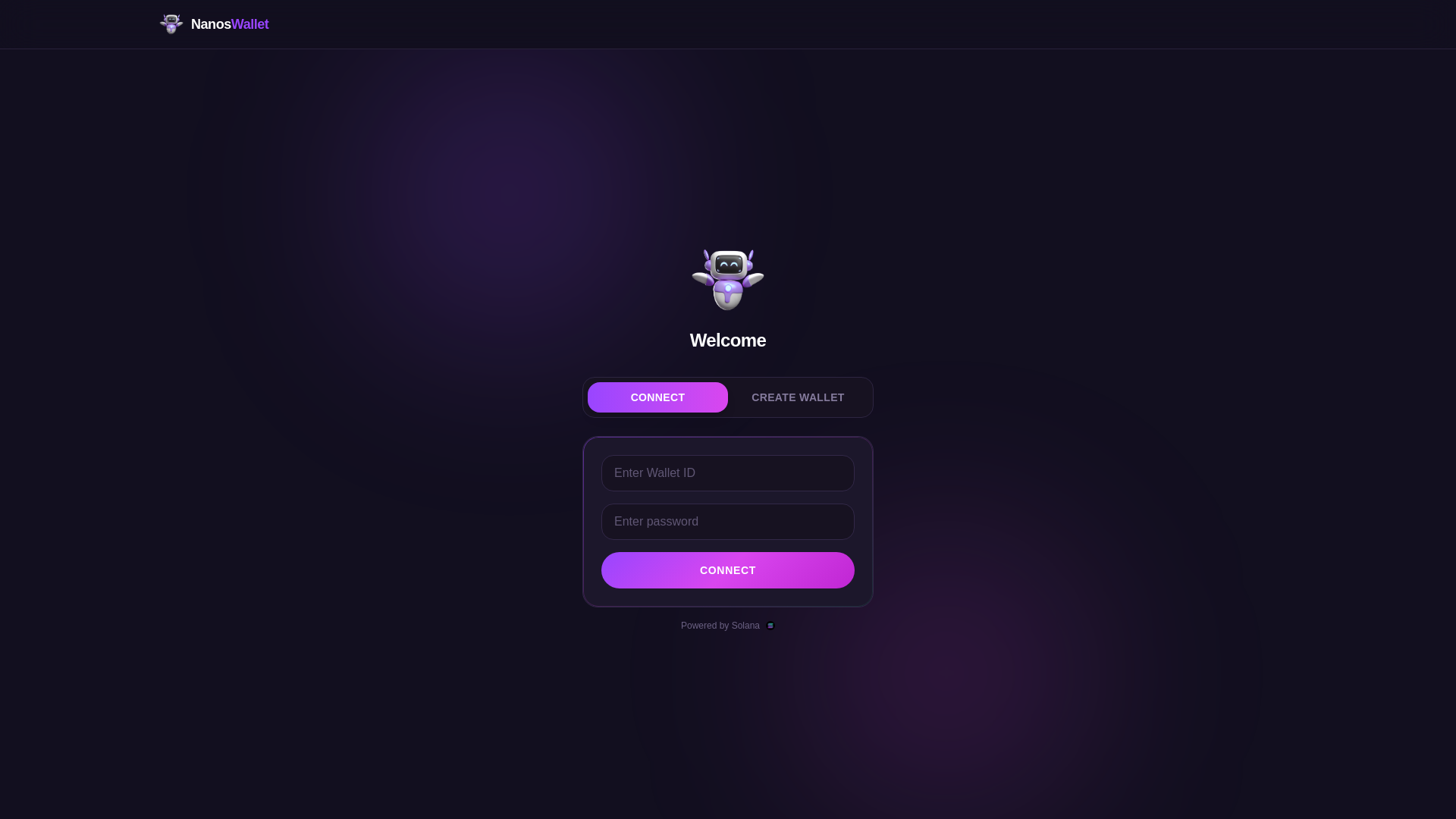 website screenshot of https://nanoswallet.xyz