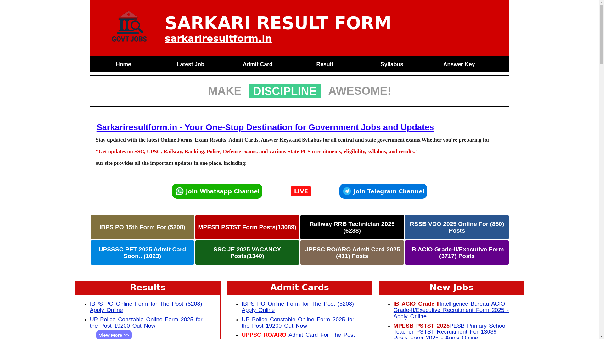 website screenshot of https://new-sarkari-result-form.pages.dev/