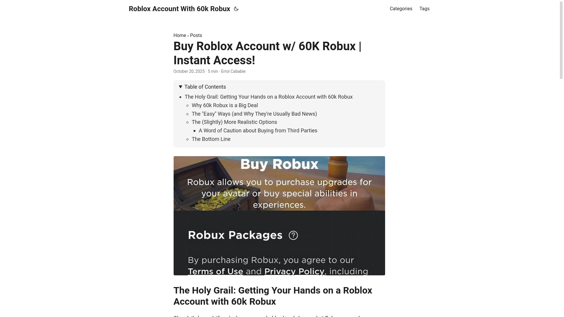 website screenshot of https://roblox-account-with-60k-robux.pages.dev/