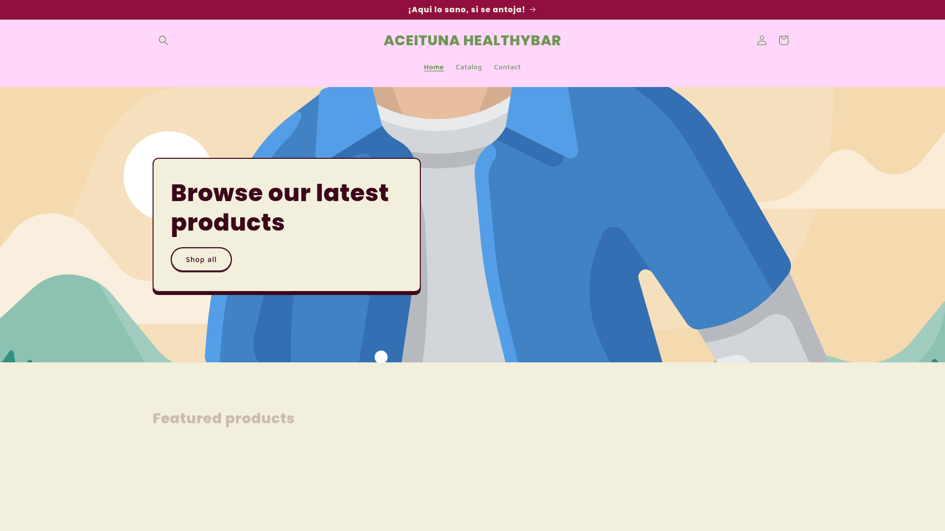 website screenshot of https://aceitunahealthybar.com