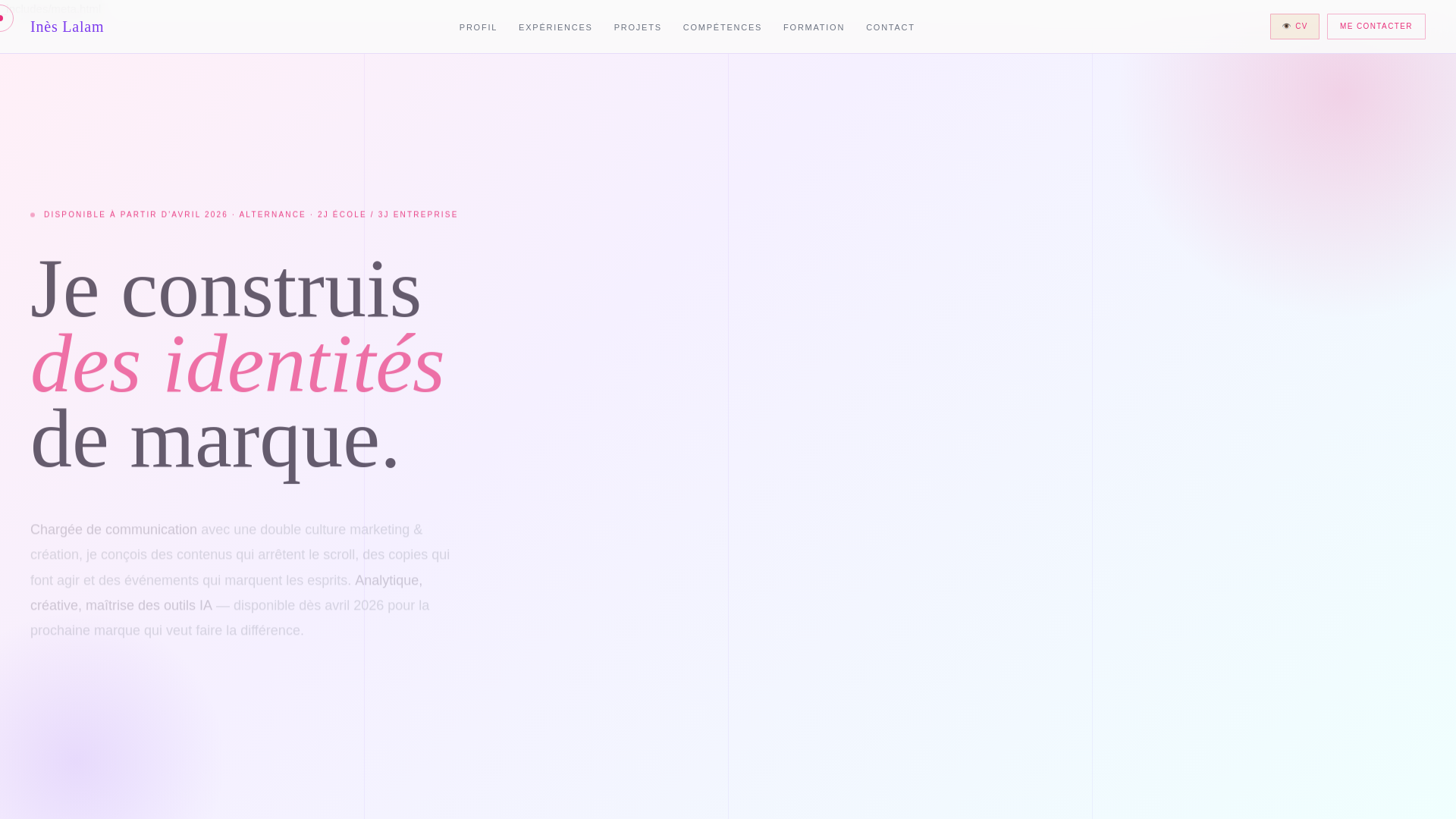 website screenshot of https://ineslalam.fr/