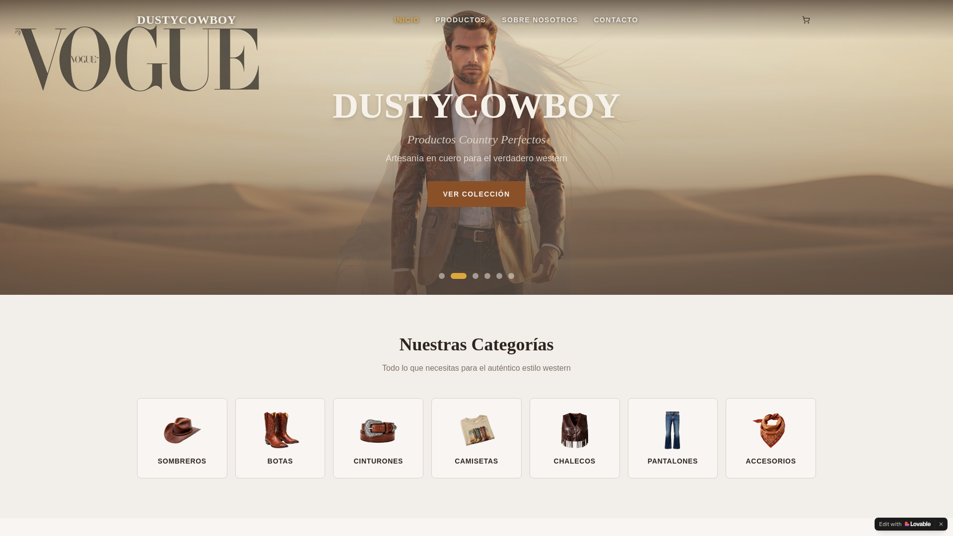 website screenshot of https://dustycowboyshop.com/