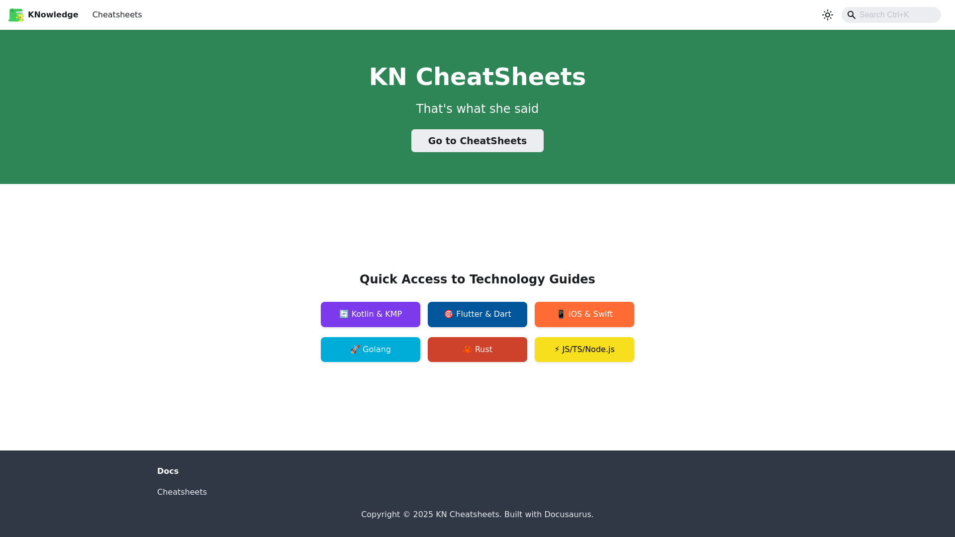 website screenshot of https://kn-cheatsheets.pages.dev/