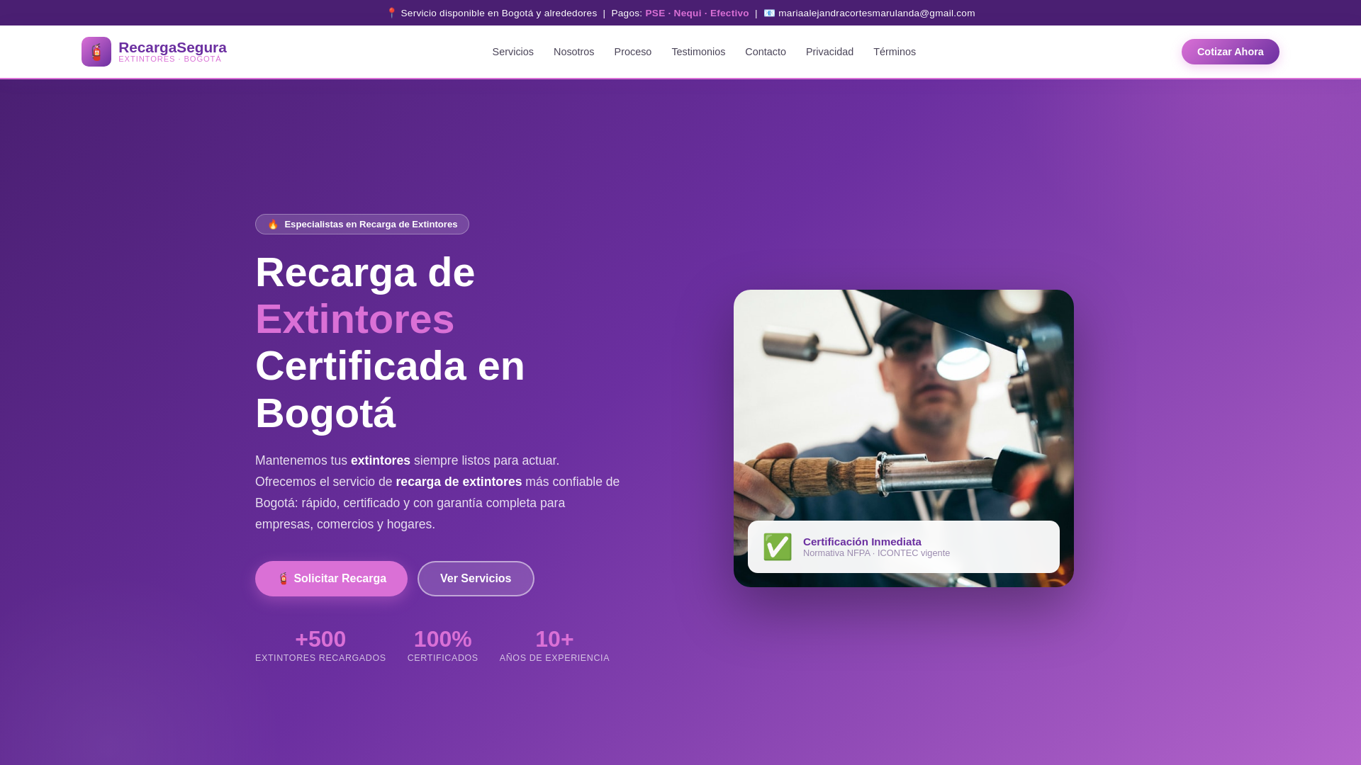 website screenshot of https://recargasegura.lat/