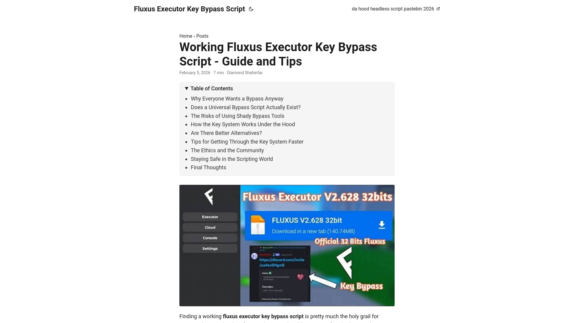 website screenshot of https://fluxusexecutorkeybypassscript.pages.dev/