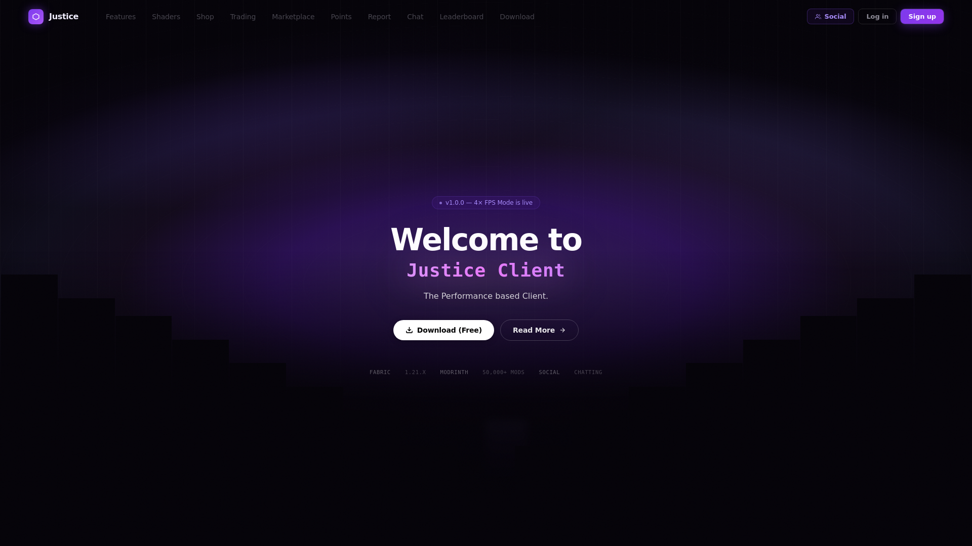 website screenshot of https://justiceclient.org