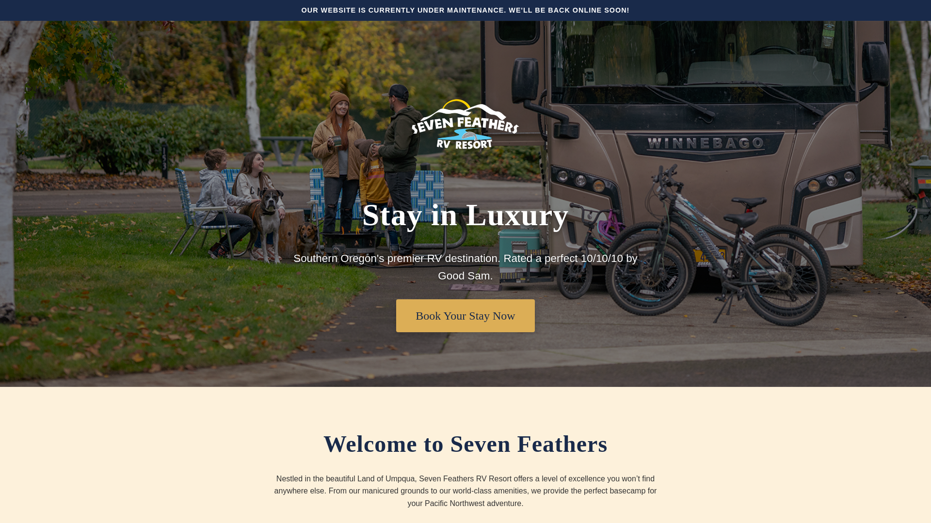 website screenshot of https://sevenfeathers-rv-landing.pages.dev/