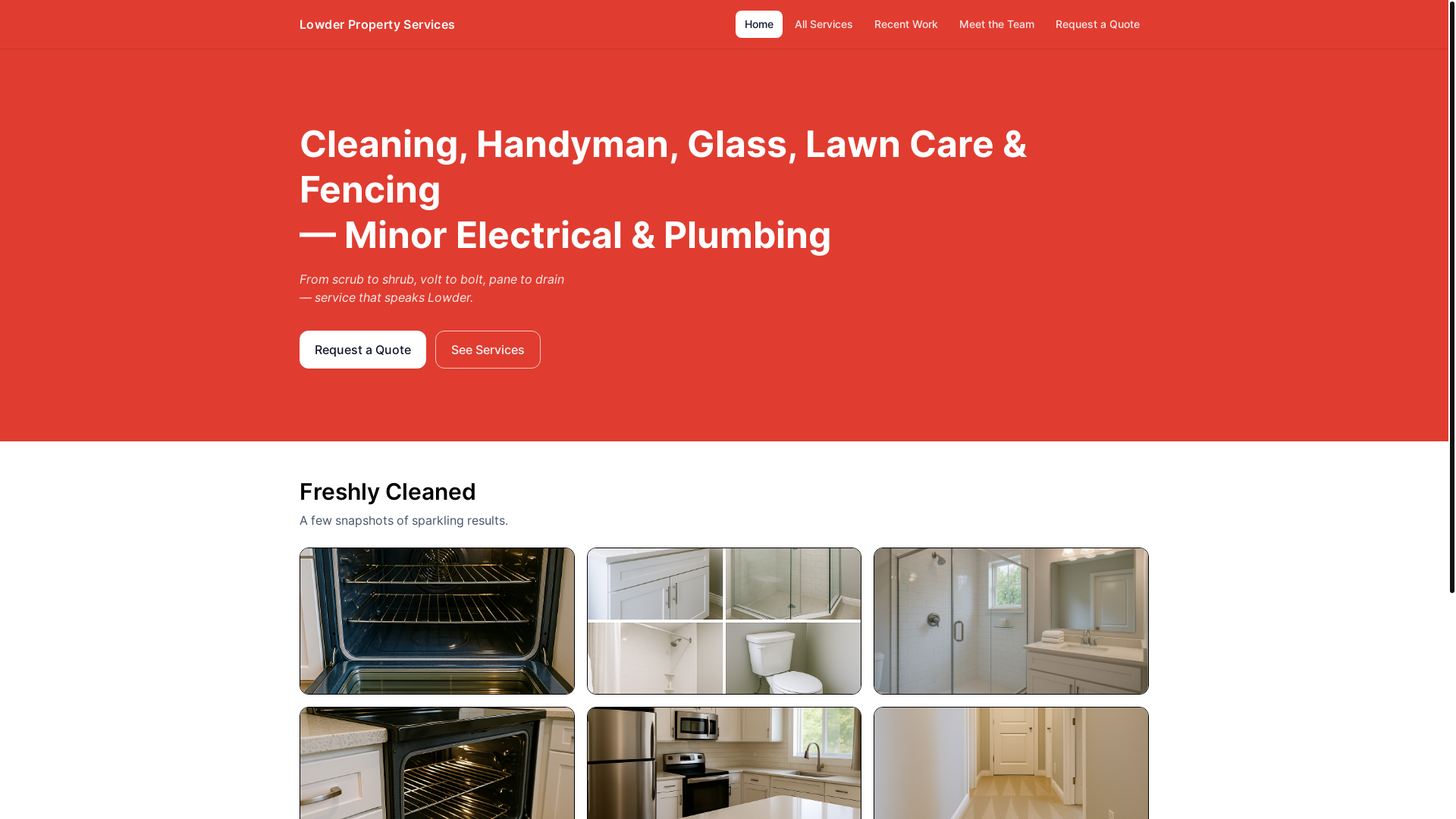 website screenshot of https://lowderpropertyservices.com/