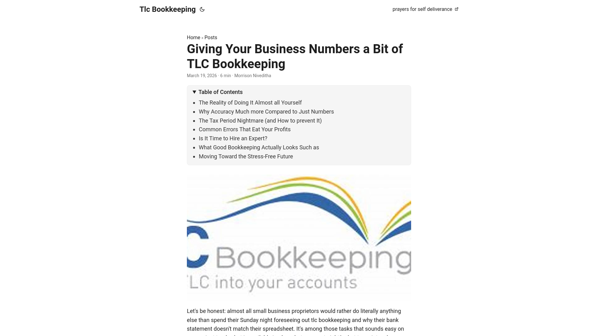 website screenshot of https://tlc-bookkeeping.pages.dev/