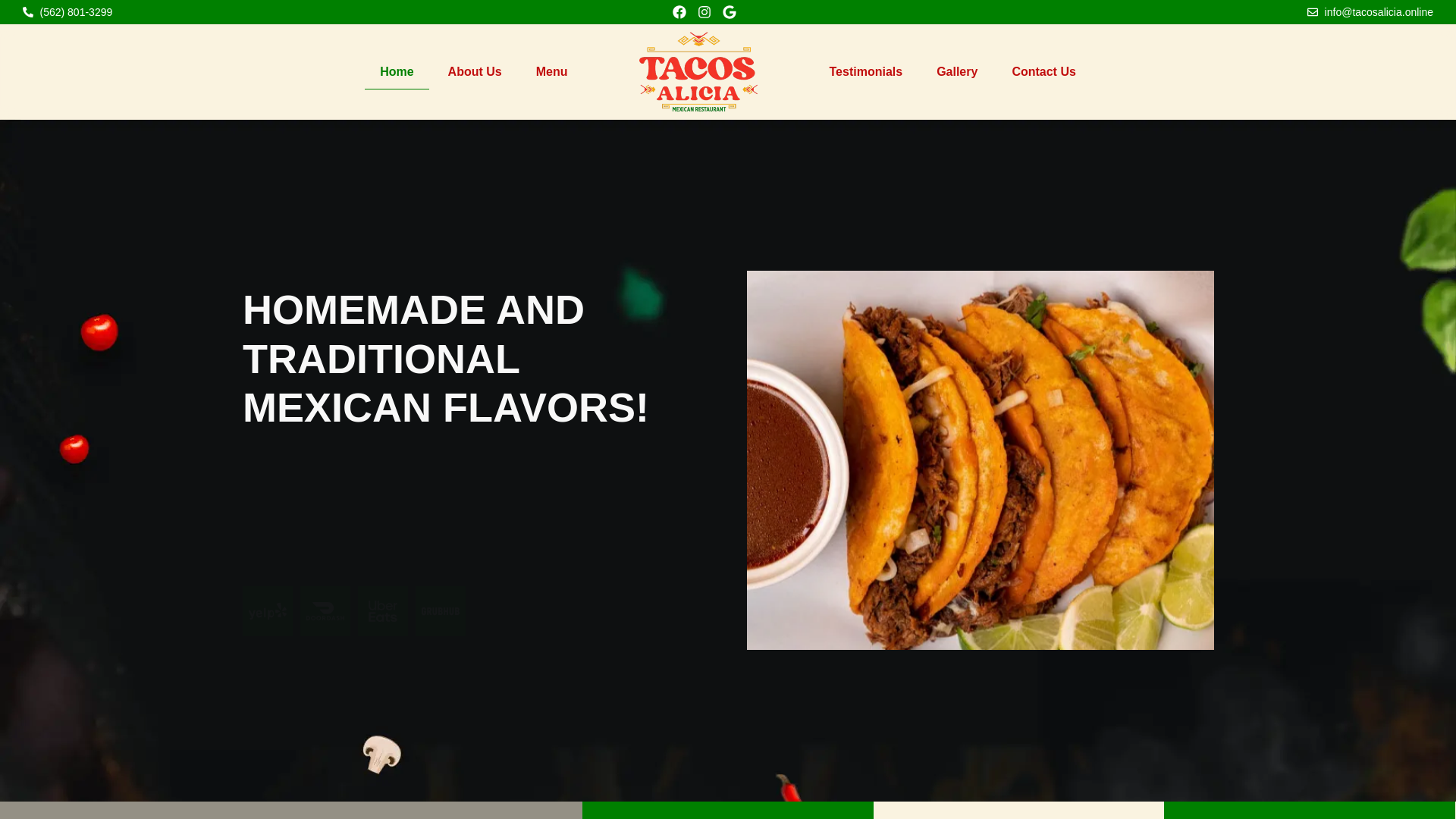 website screenshot of https://tacosalicia.online/