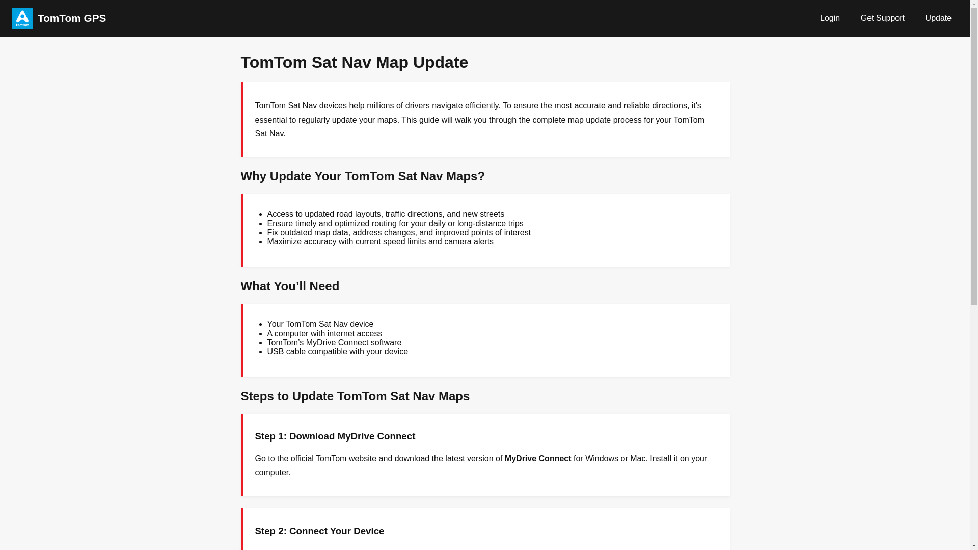 website screenshot of https://tomtom-sat-nav.pages.dev/