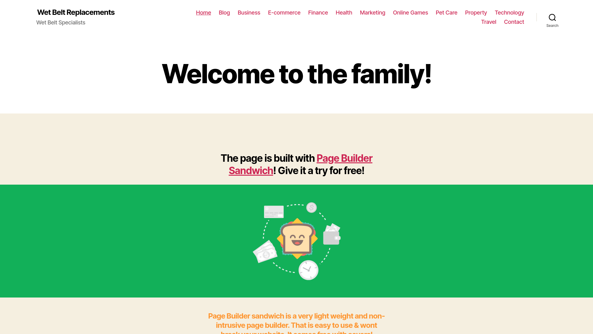 website screenshot of https://wetbelt-replacements.co.uk