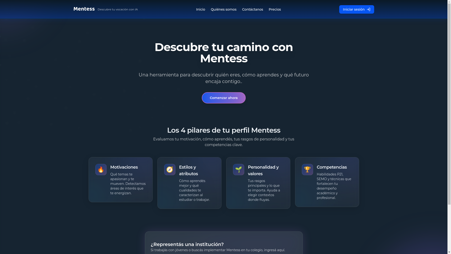 website screenshot of https://mentess.org/